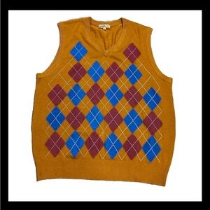 ❤️3/$15❤️Vintage Argyle Vest Size XL
